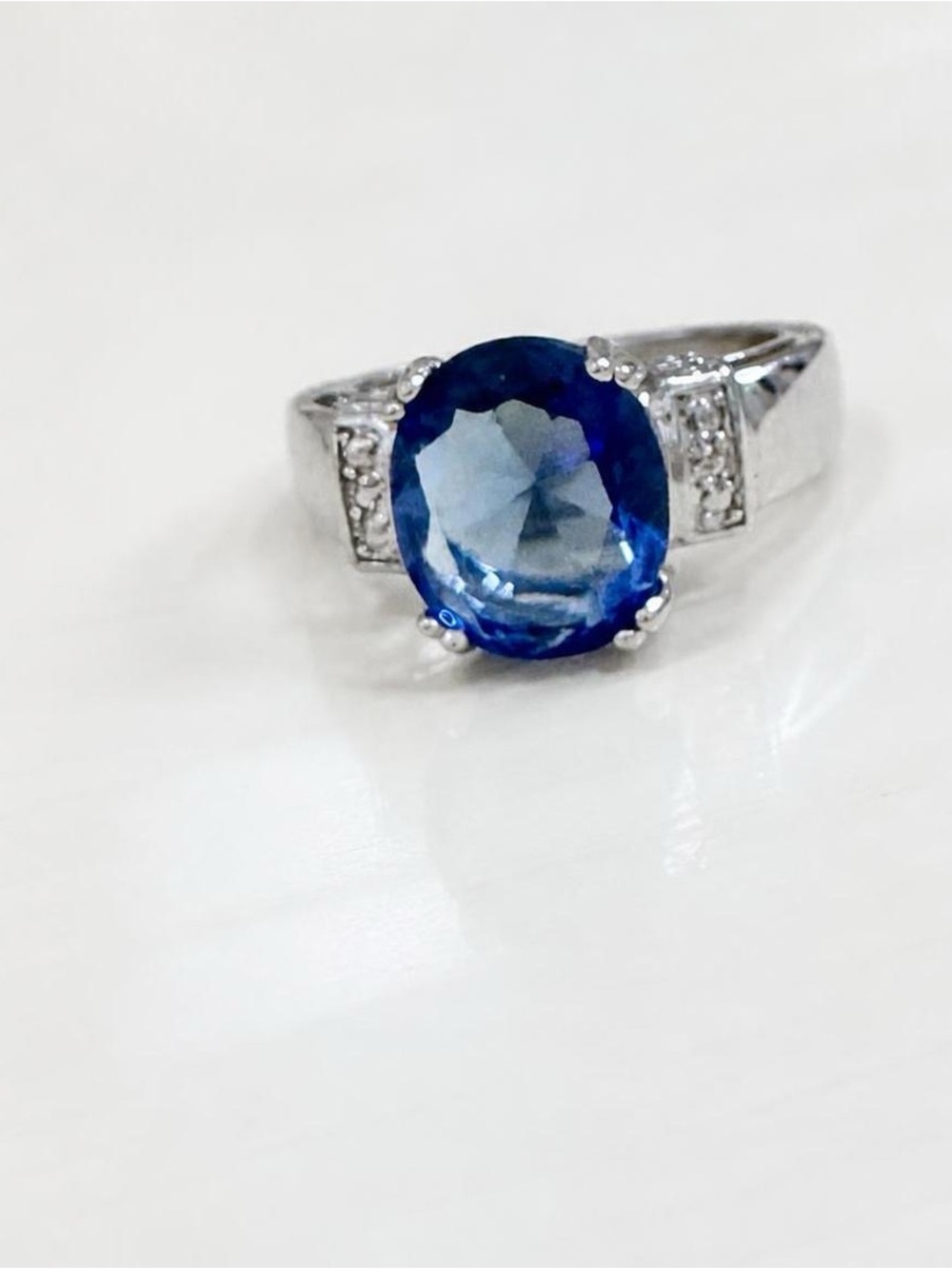 Classic Blue Sapphire Solitaire Ring in Silver